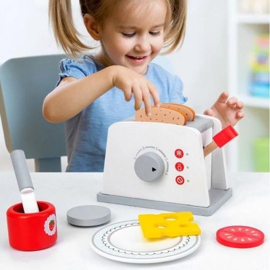 8 Pieces of Kids Pretend Play Toaster Playset - Multi-Color