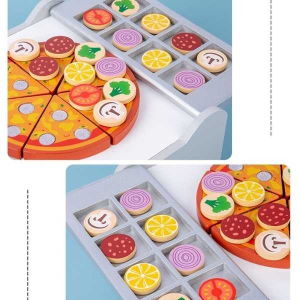 27pcs Pizza Wooden Toys Cooking Simulation Tableware Pretend Play Toy