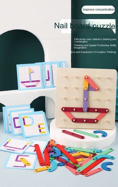 π¨ Montessori Nail Board Toy β π§© Wooden Puzzle with πͺ΅ Cork Board & Hammer