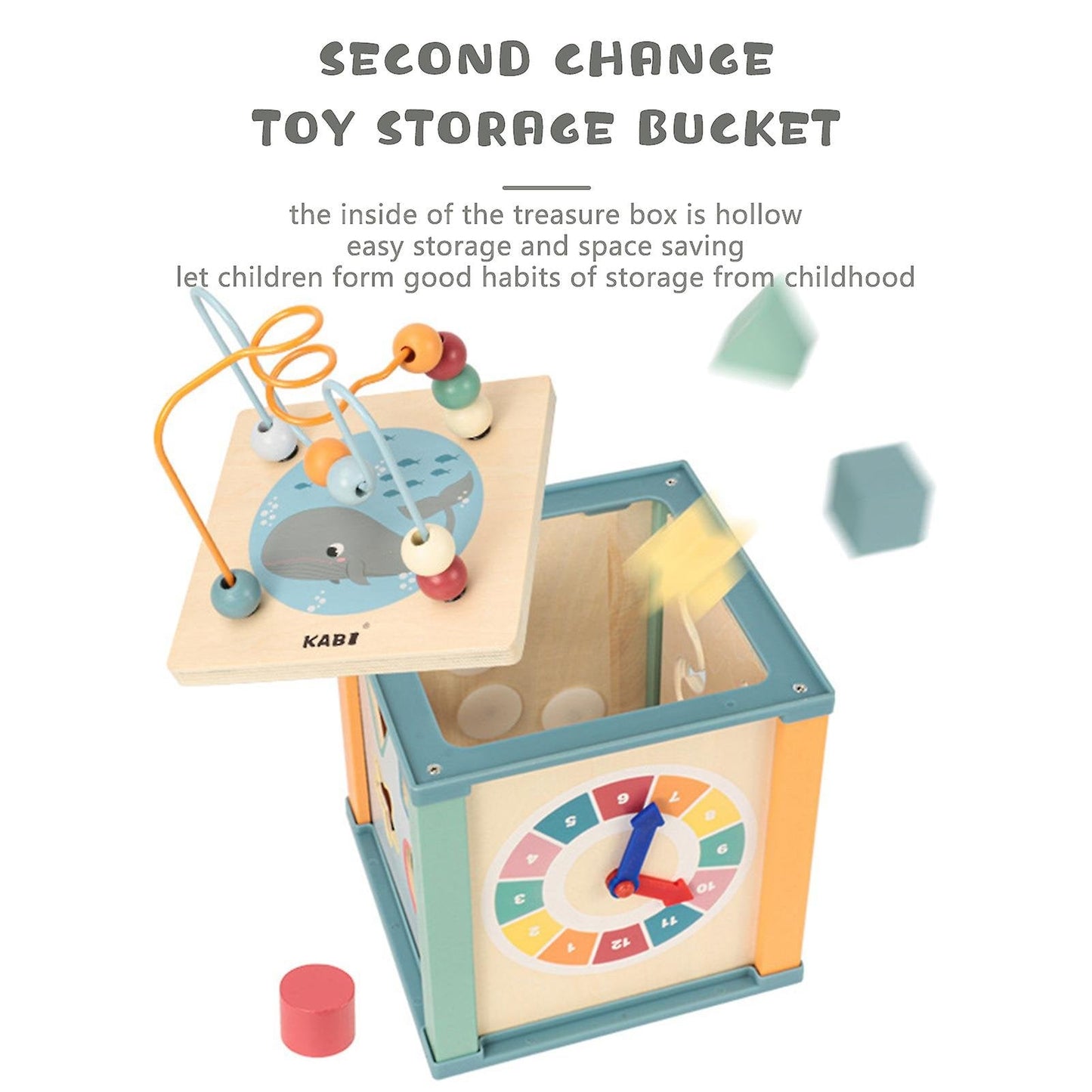 Ocean Theme 5-in-1 Multifunctional Wooden Activity Cube: A Fun and Educational Toy for Toddler