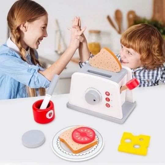 8 Pieces of Kids Pretend Play Toaster Playset - Multi-Color
