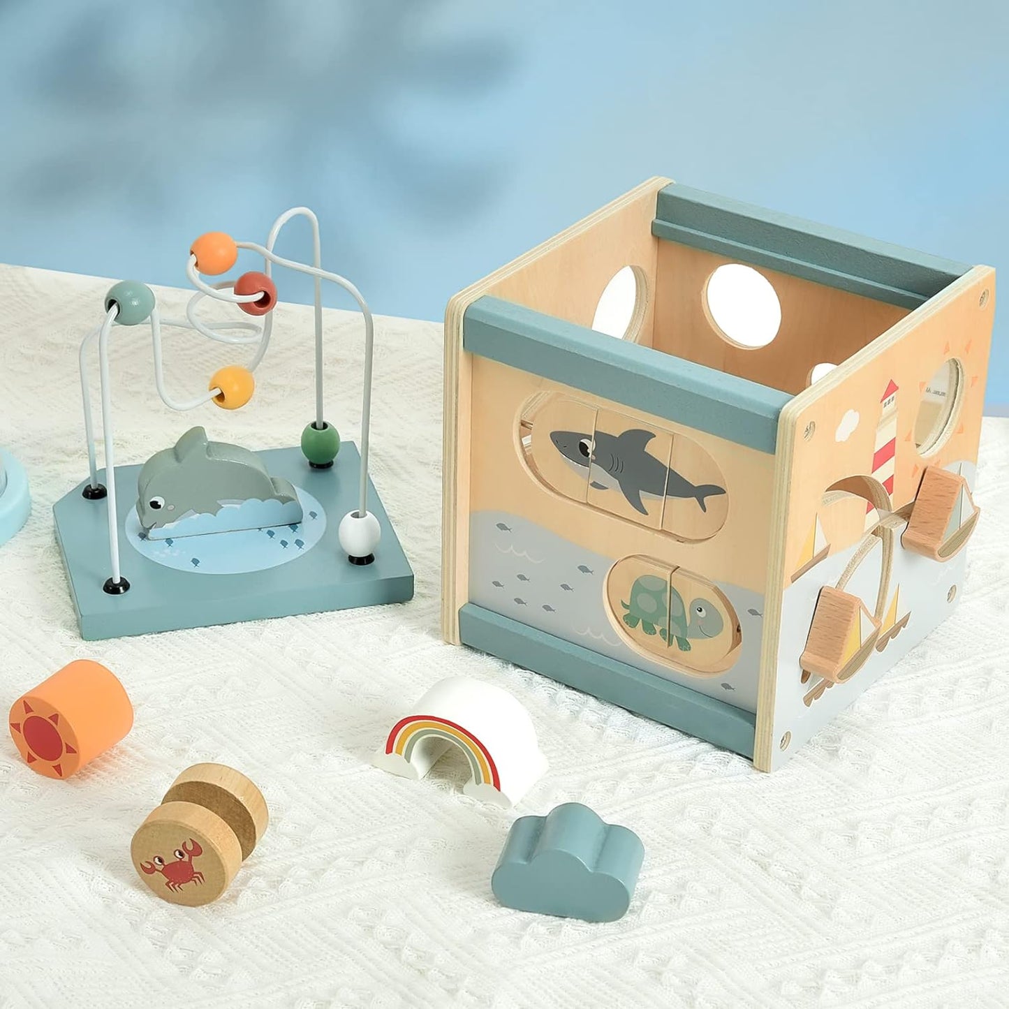6-in-1 Wooden Activity Cube for Toddler