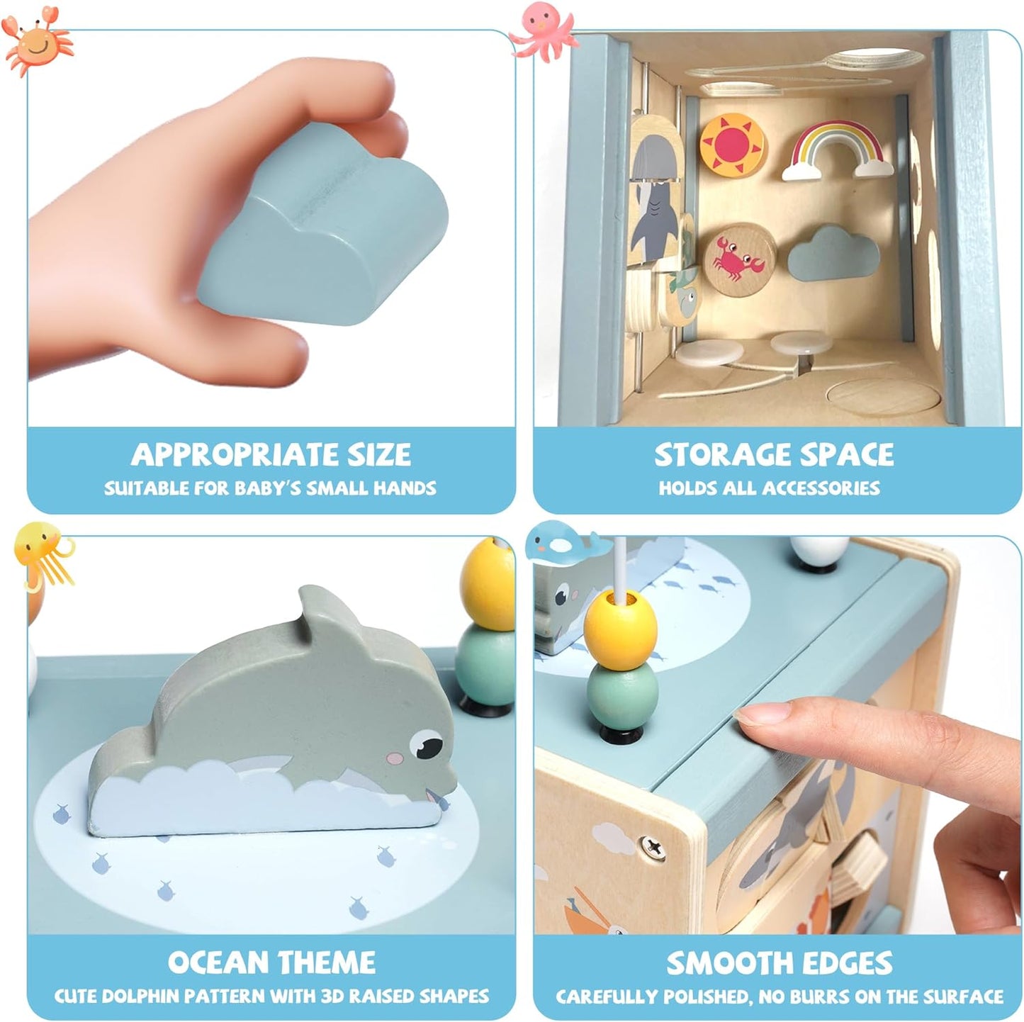 6-in-1 Wooden Activity Cube for Toddler