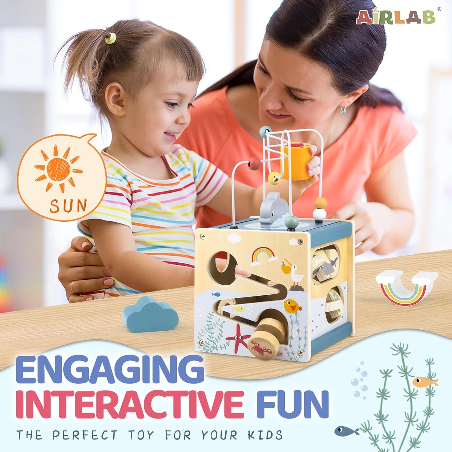 6-in-1 Wooden Activity Cube for Toddler