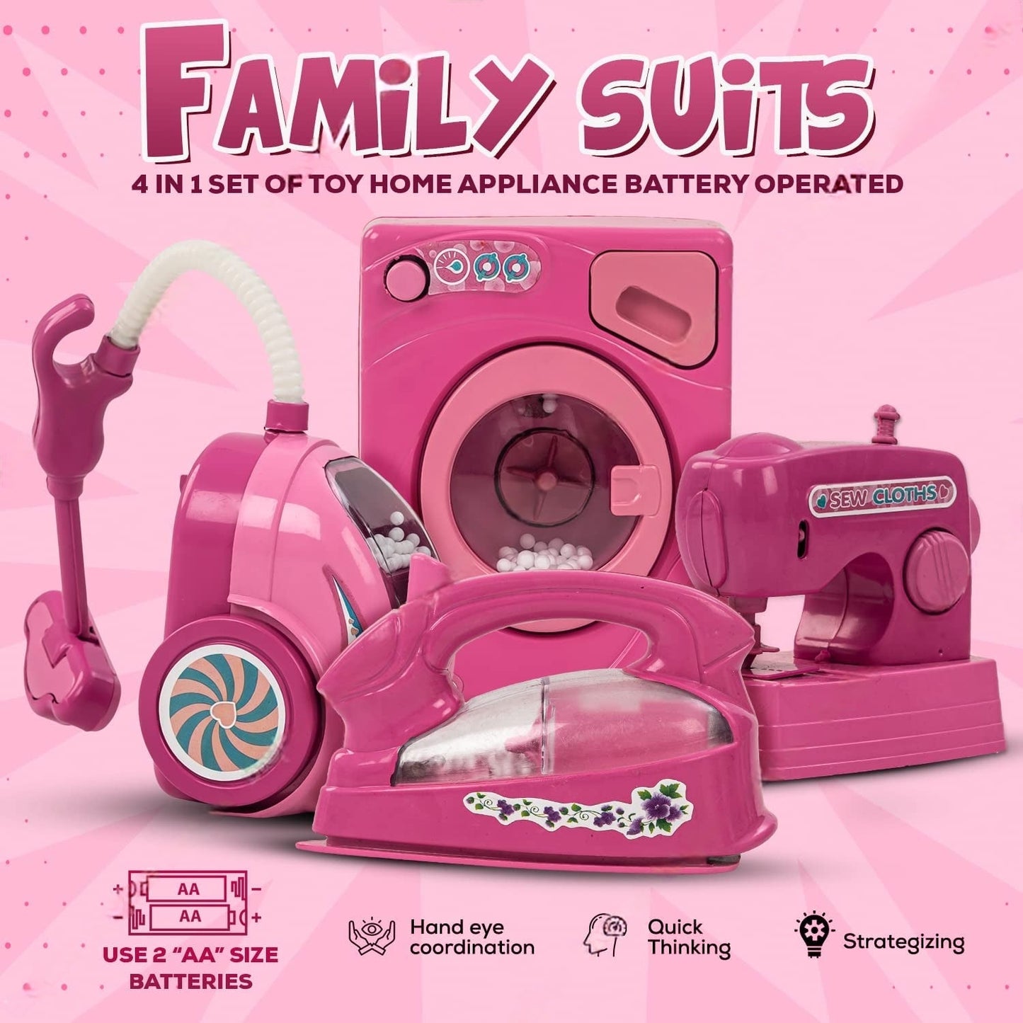 4-in-1 Household Play Set β Realistic Home Appliaousehold Play Set β Realistic Home Appliances with Lights & Soundnces with Lights & Sound