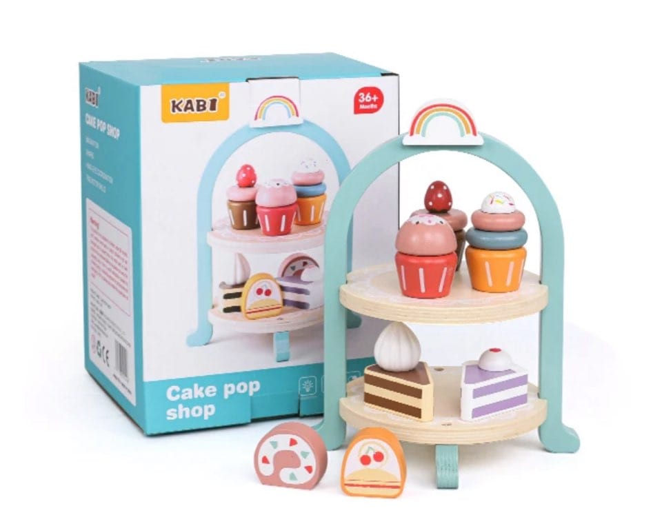 Wooden Cake Pop Shop Play Set for Kids