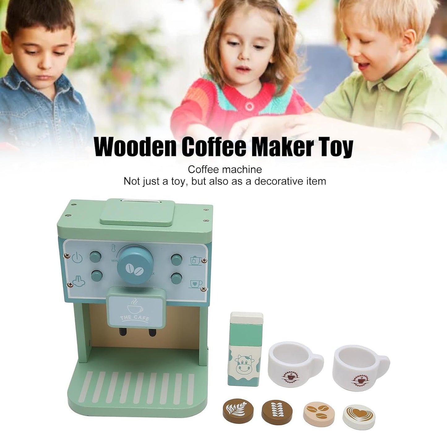 Wooden Coffee Maker Toys Kids Simulation Coffee Maker Pretend Playsets