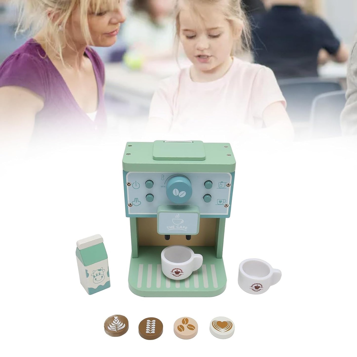 Wooden Coffee Maker Toys Kids Simulation Coffee Maker Pretend Playsets