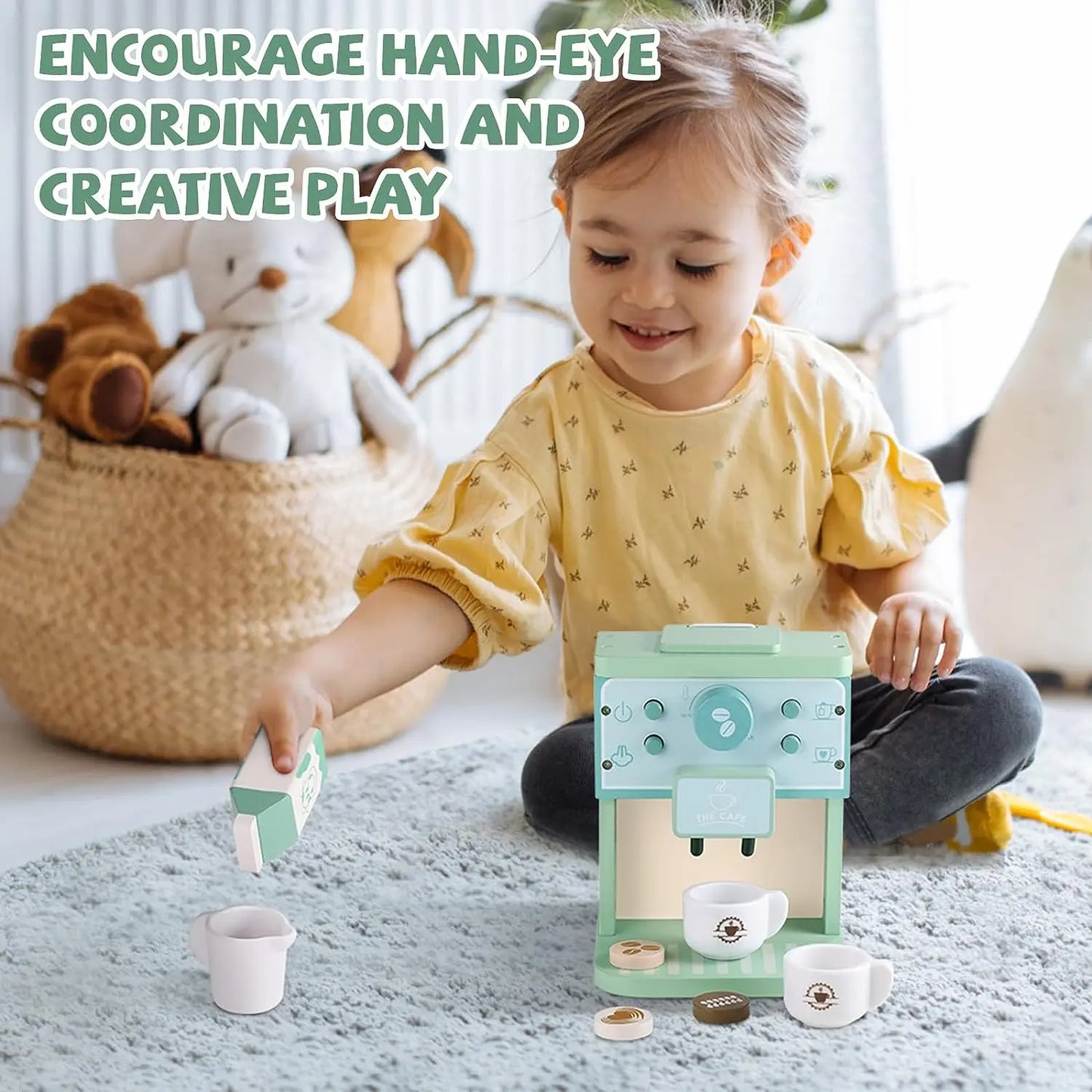 Wooden Coffee Maker Toys Kids Simulation Coffee Maker Pretend Playsets