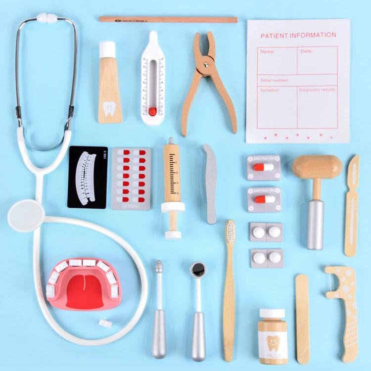 23pc Wooden Doctor Pretend Play Set for Kids (Random)