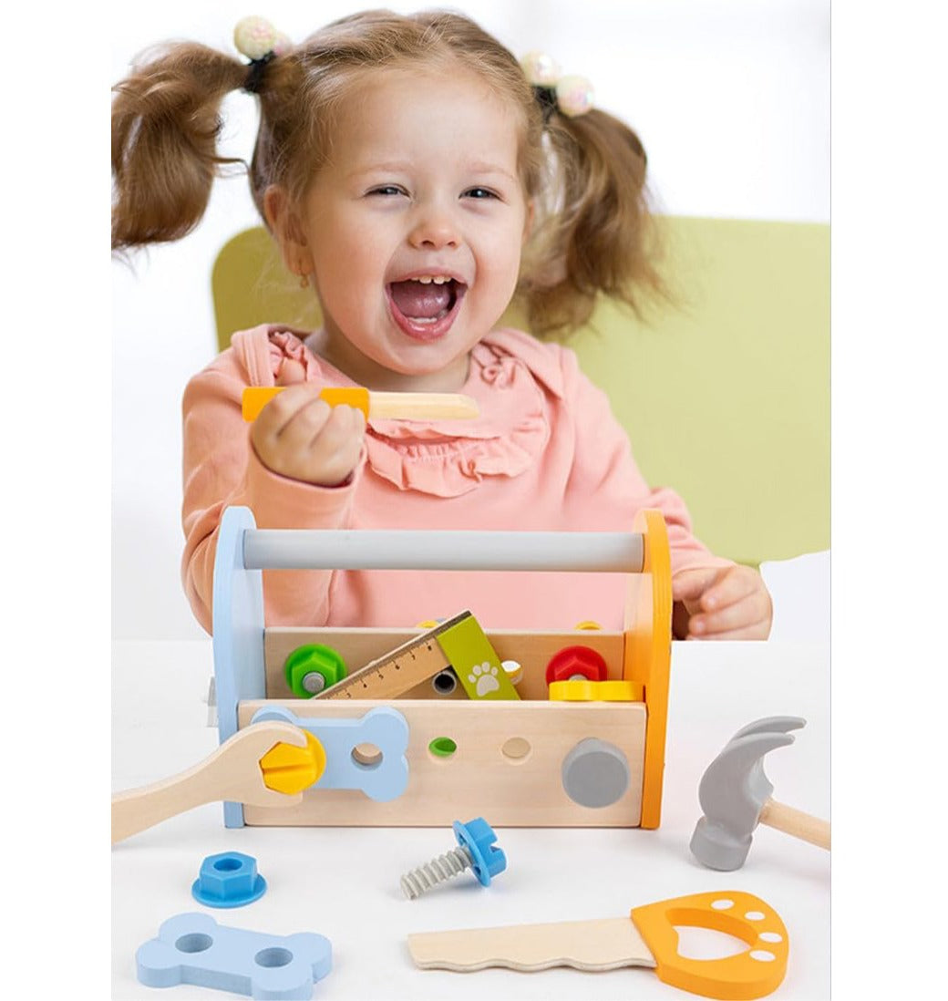 Wooden Portable Tool Box Play Set Toy for Kids