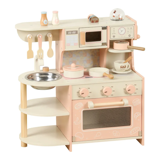 Wooden Kitchen With Coffee Machine