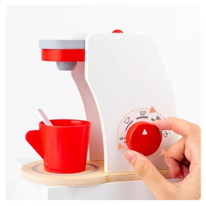 Wooden Coffee Machine Toys Kids Simulation Coffee Maker Pretend Playsets Coffee