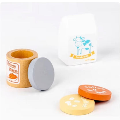 Wooden Coffee Machine Toys Kids Simulation Coffee Maker Pretend Playsets Coffee