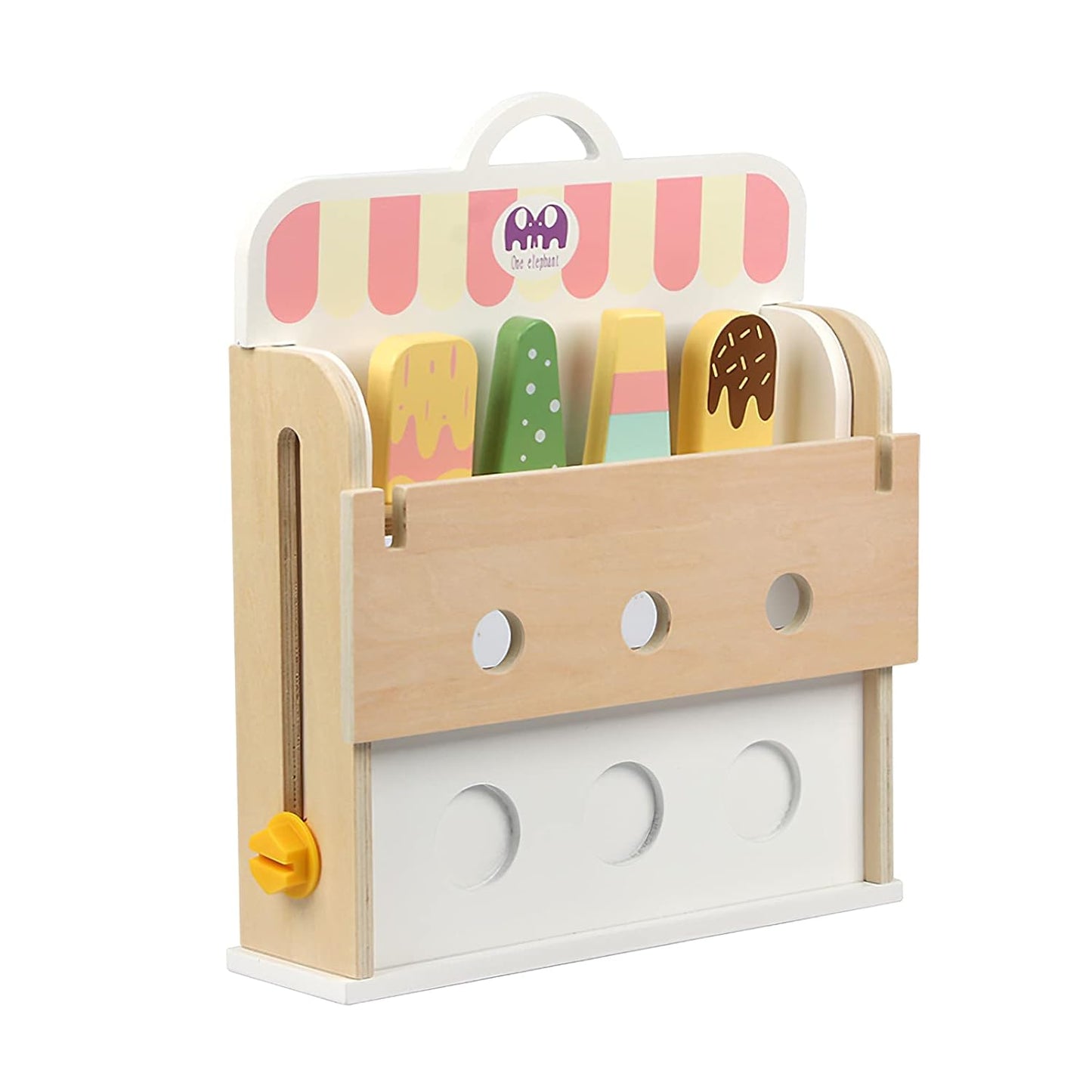 Wooden Ice Cream Set, Ice Cream Cart Shop Stand Toys for Toddlers, Montessori Play Kitchen Accessories Wooden Food Set for Kids, Pretend Play for Toddlers