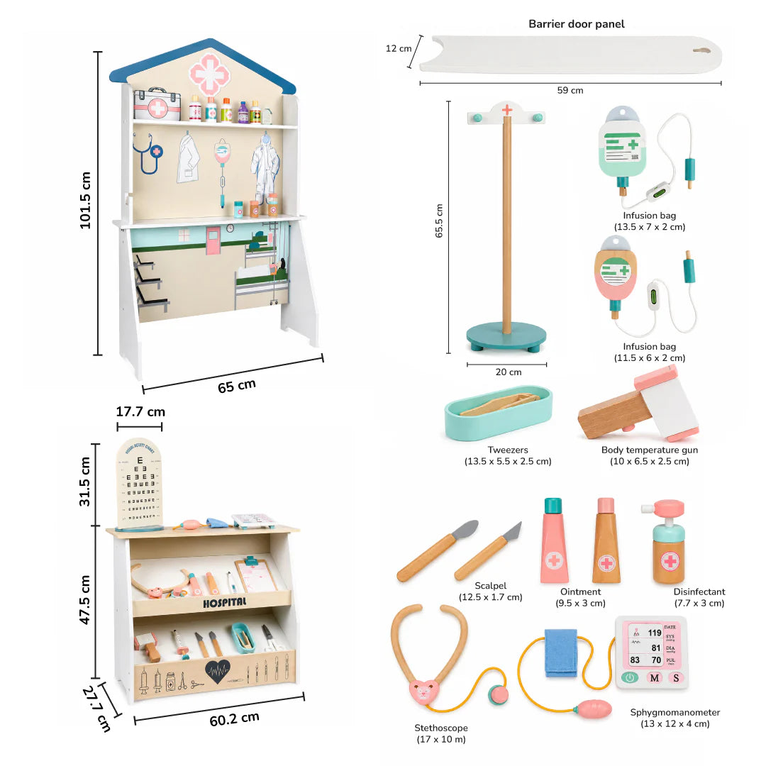 Children Wooden Hospital Playset