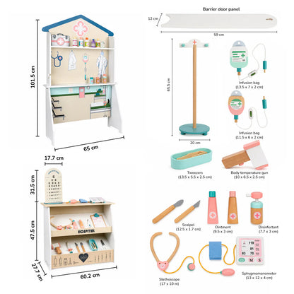 Children Wooden Hospital Playset