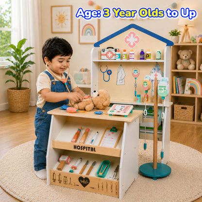 Children Wooden Hospital Playset
