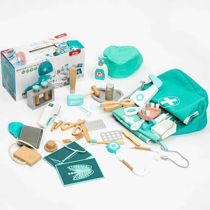 Wooden Deluxe Doctor Play Set with Costume - 36 pcs