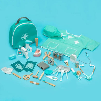 Wooden Deluxe Doctor Play Set with Costume - 36 pcs