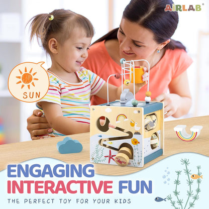 6-in-1 Wooden Activity Cube for Toddler