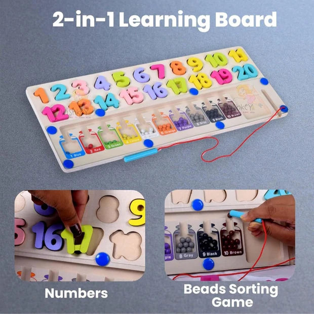 Multifunctional numeric letter and number board with magnetic maze (1pc)