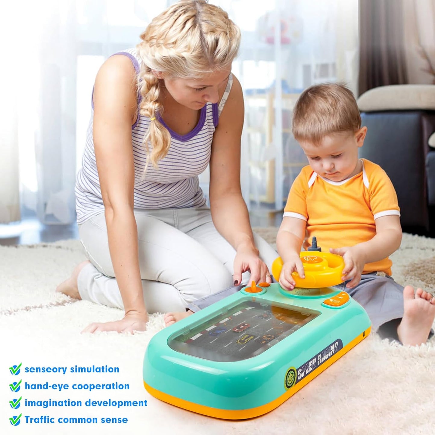 Baby Racing Car Adventure Game Toy with Steering Wheel Racing Car Toys for Child