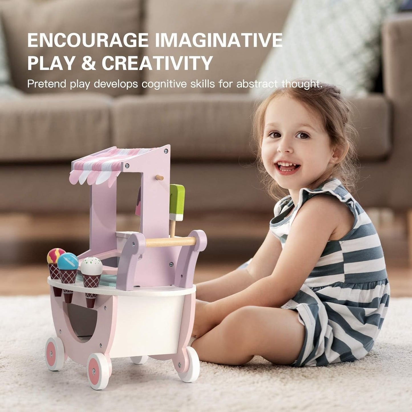 Wooden Pretend Play Icecream cart
