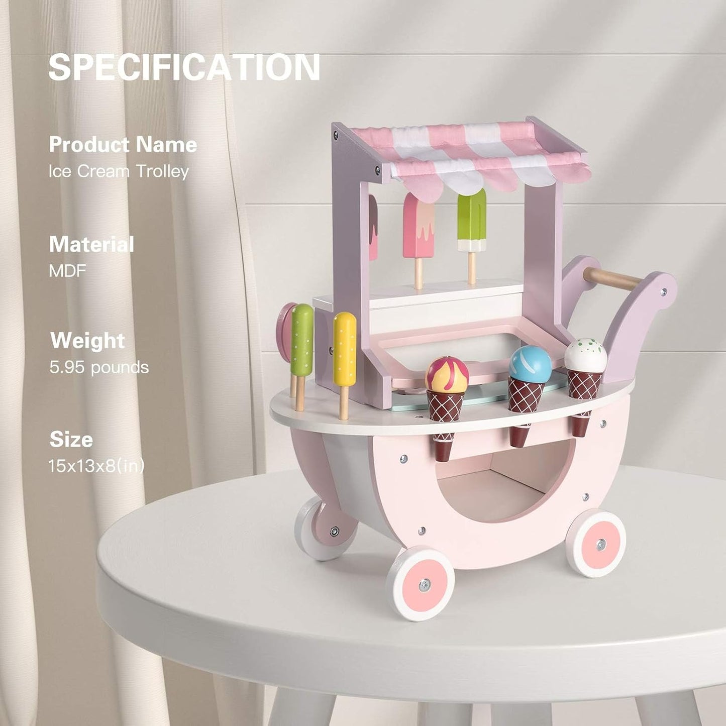 Wooden Pretend Play Icecream cart