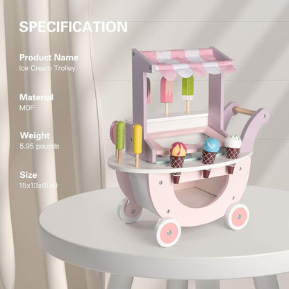 Wooden Pretend Play Icecream cart