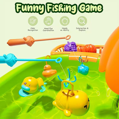 Water Sink Toy with Bubble Making Machine, Fishing ga,e and Wind-Up Swimming Ducks