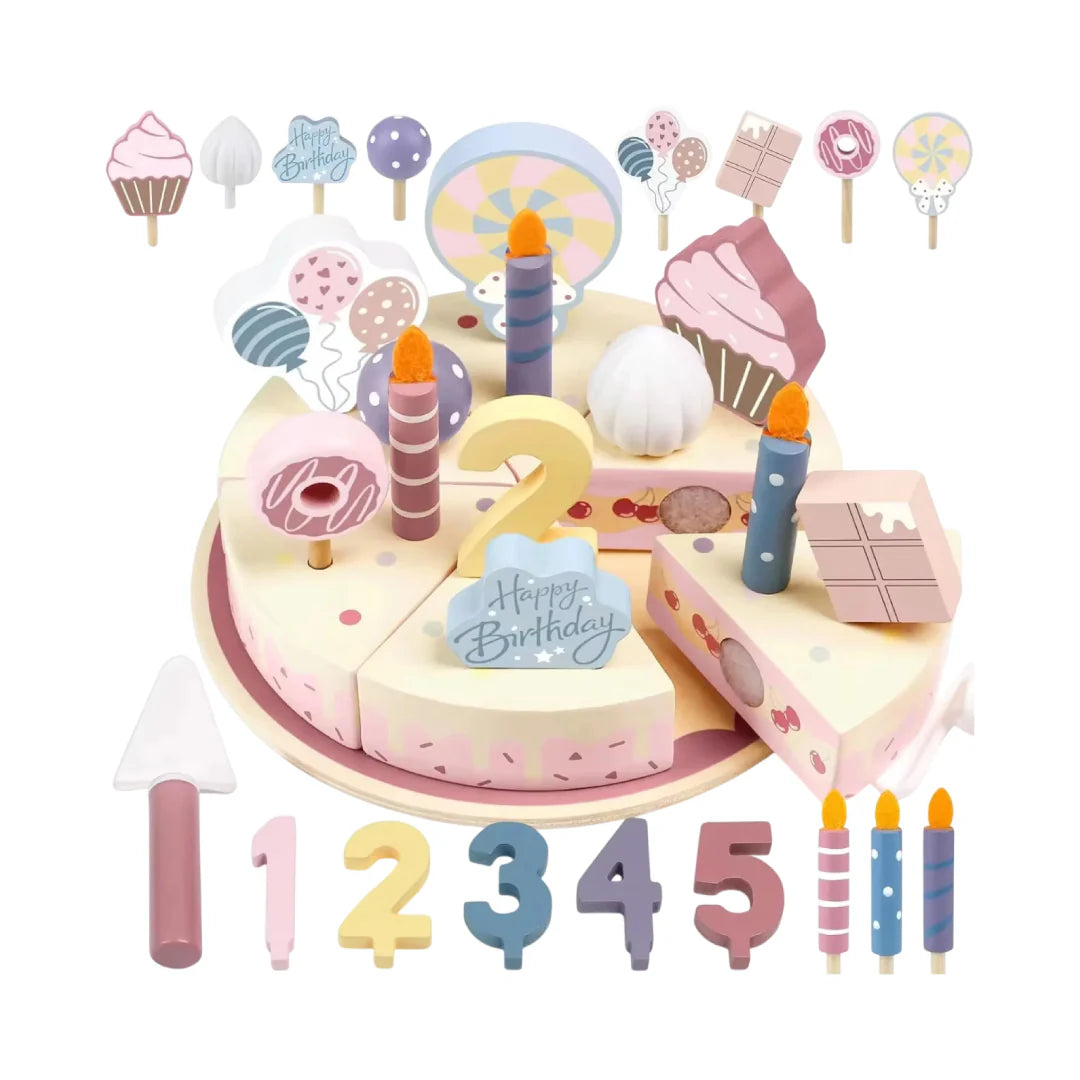 My Little Birthday Cake – Wooden Pretend Play Birthday Cake Set with Candles & Numbers