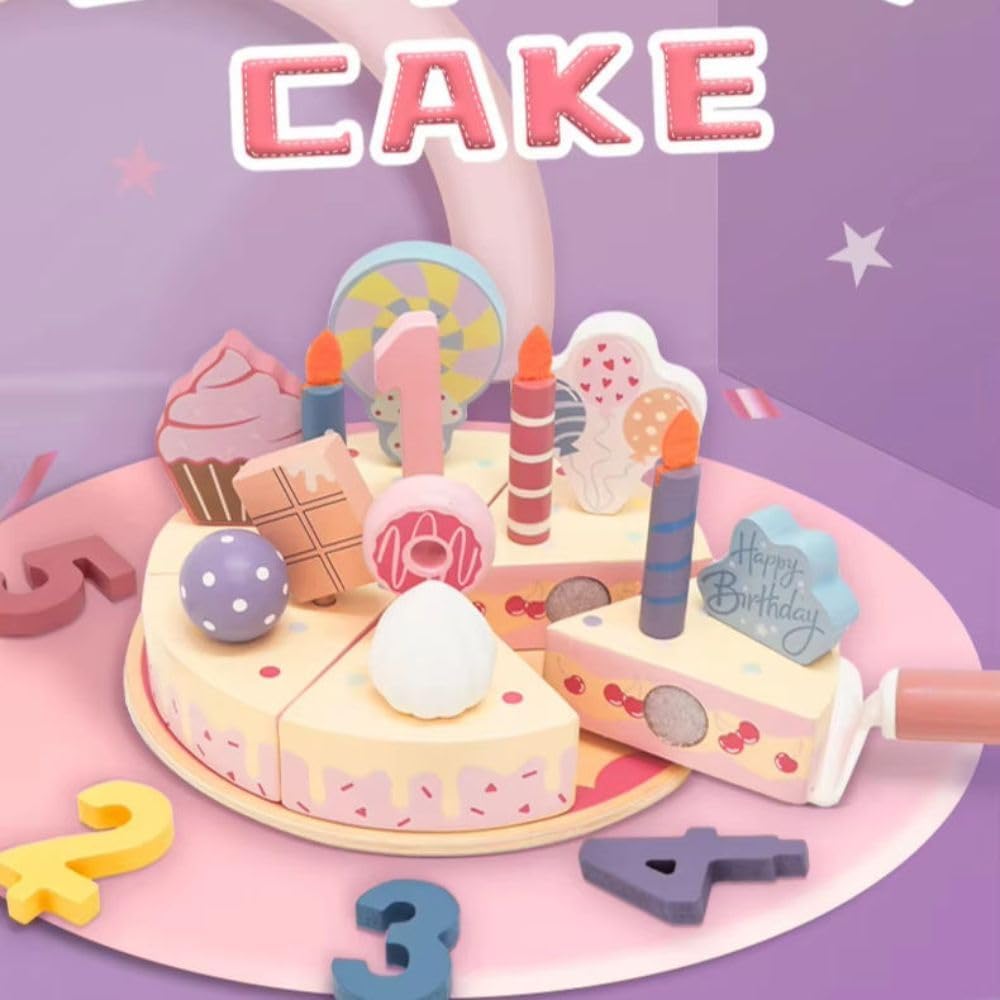 My Little Birthday Cake – Wooden Pretend Play Birthday Cake Set with Candles & Numbers