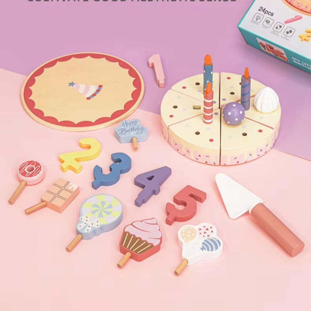 My Little Birthday Cake – Wooden Pretend Play Birthday Cake Set with Candles & Numbers