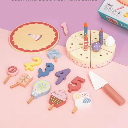 My Little Birthday Cake – Wooden Pretend Play Birthday Cake Set with Candles & Numbers