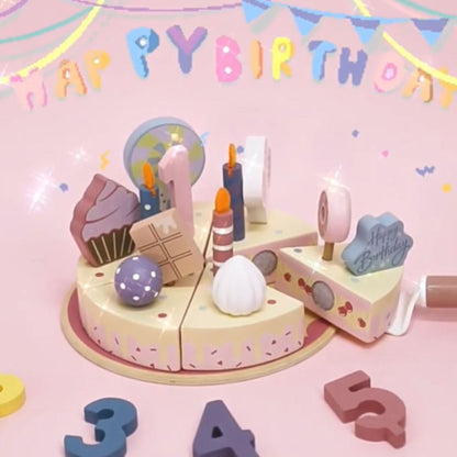 My Little Birthday Cake – Wooden Pretend Play Birthday Cake Set with Candles & Numbers