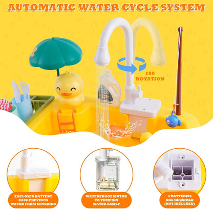 Kitchen Wash Basin Toy with Duck Slide for Children Pretend Play