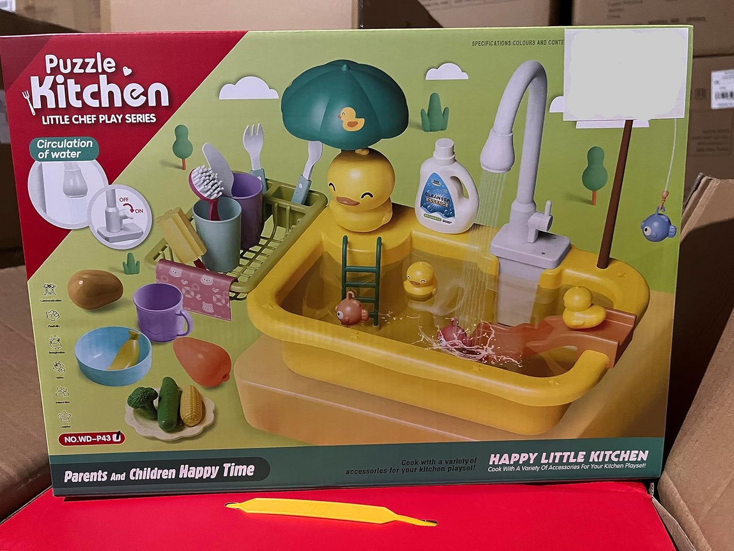 Kitchen Wash Basin Toy with Duck Slide for Children Pretend Play
