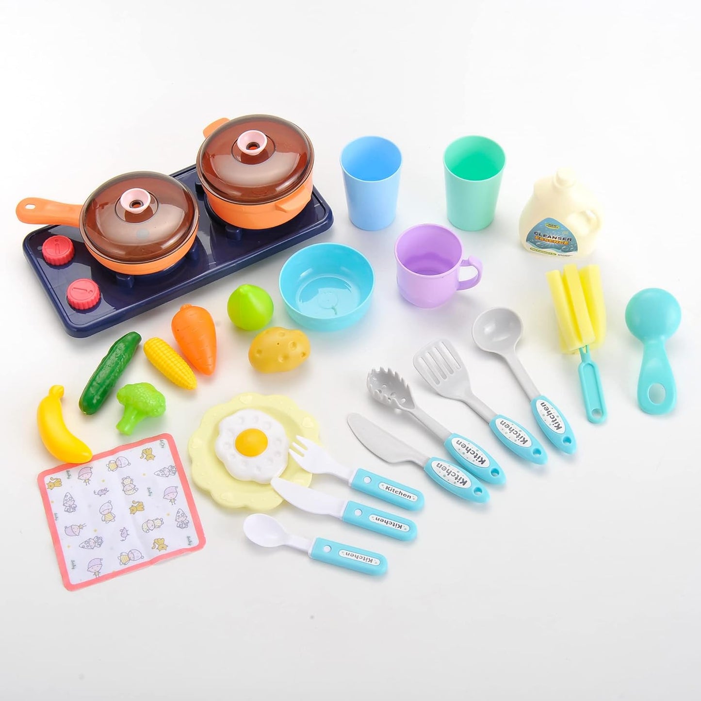 Pretend Kitchen Sink Play Set with Cooking Stove