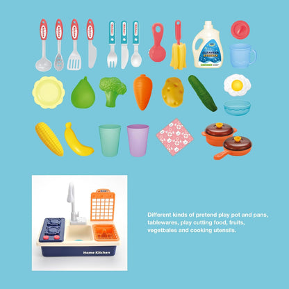 Pretend Kitchen Sink Play Set with Cooking Stove