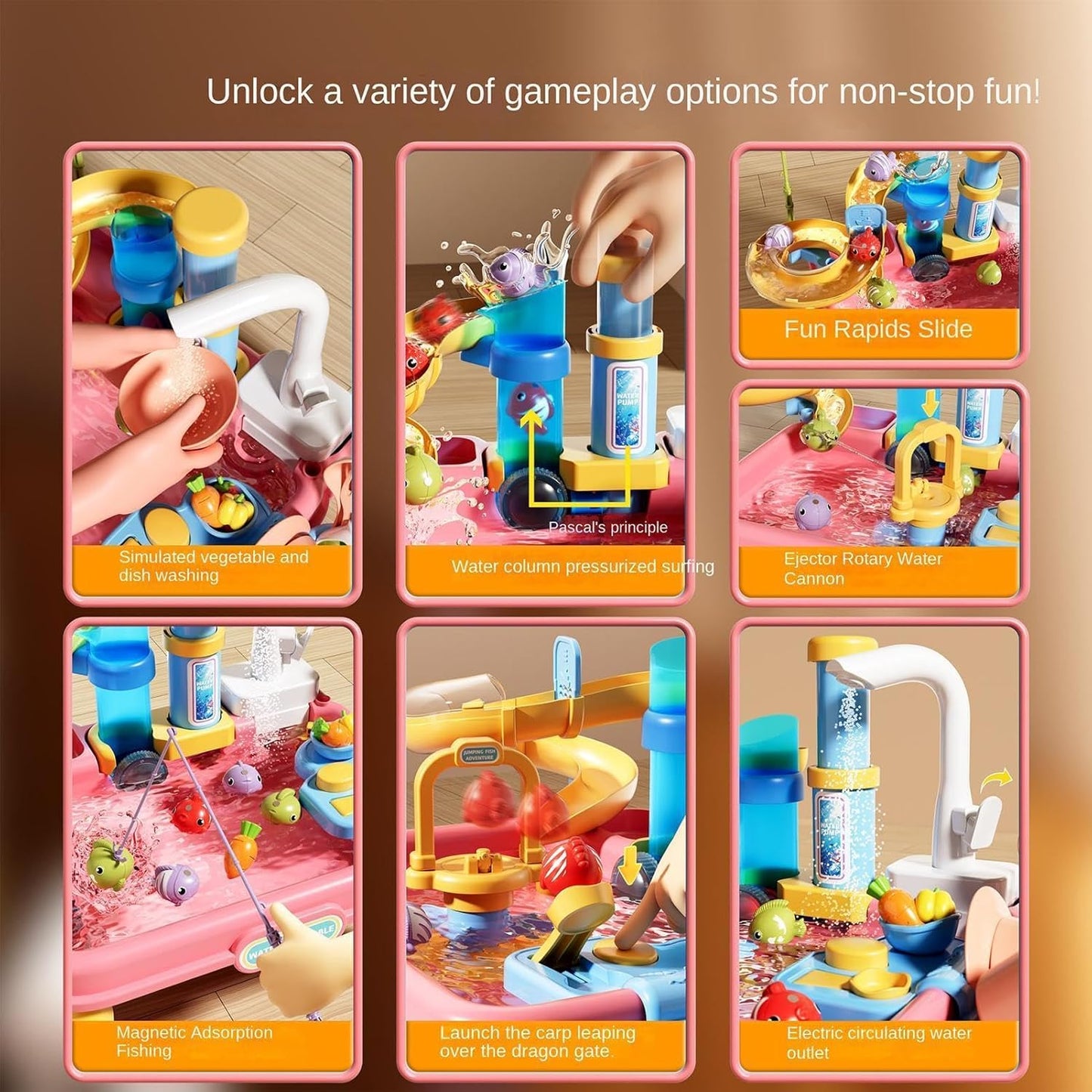 2 in 1 kids dream washer sink with fishing game and pump