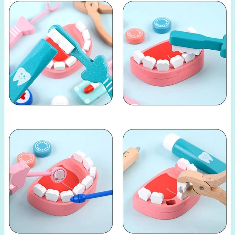 Wooden doctor kit and Dental Kit with teddy