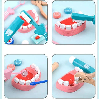 Wooden doctor kit and Dental Kit with teddy
