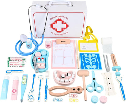 Wooden Doctor set with White Briefcase - 43 pcs