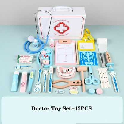 Wooden Doctor set with White Briefcase - 43 pcs