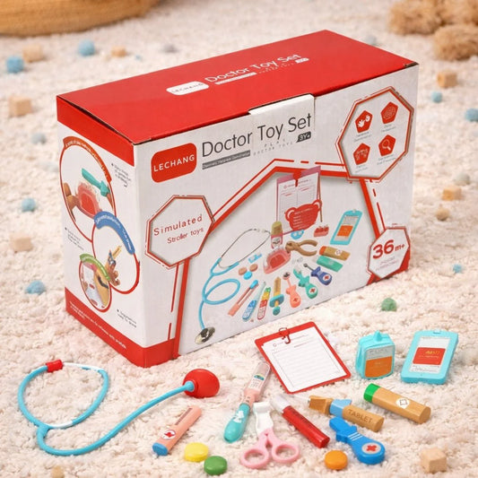 Wooden Doctor Toy Set Educational Role Play Medical Kit for Kids