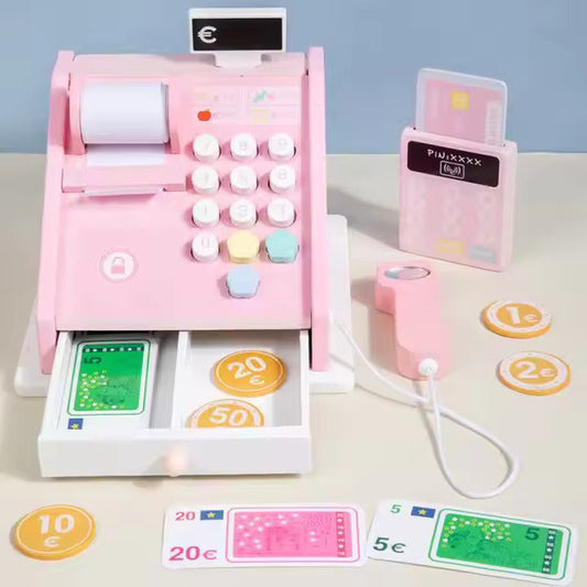 Wooden Simulation Supermarket Cash Register Toy
