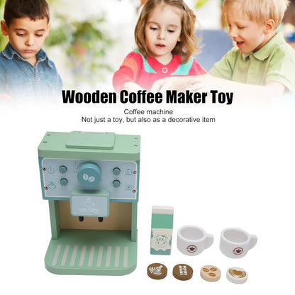 Wooden Coffee Maker Toys Kids Simulation Coffee Maker Pretend Playsets