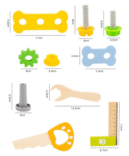 Wooden Portable Tool Box Play Set Toy for Kids
