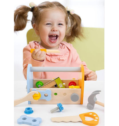 Wooden Portable Tool Box Play Set Toy for Kids